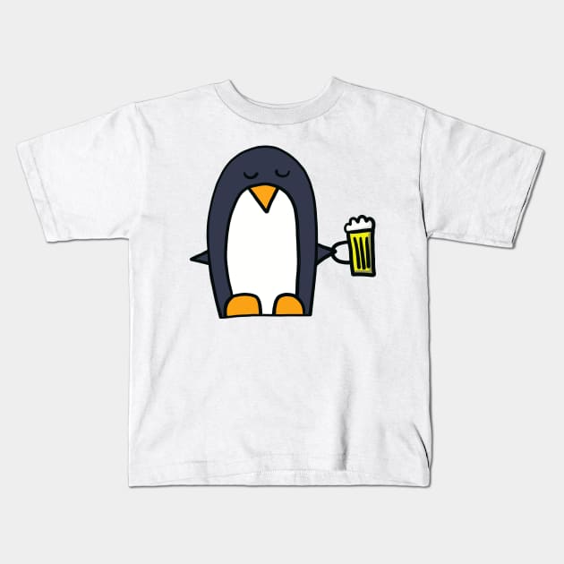 penguin with beer Kids T-Shirt by ThomaeArt